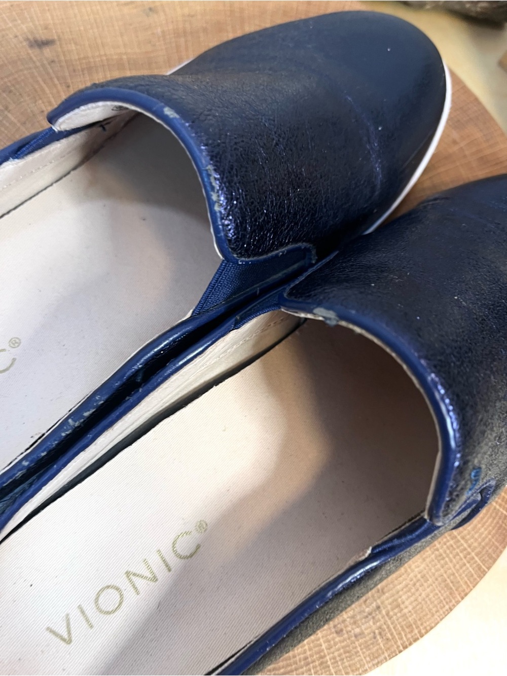 Vionic Splendid Dakota Metallic Navy Blue Slip On Sneaker Mule Shoes Size 8 - Picture 14 of 16